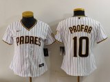 Cheap Women's San Diego Padres #10 Jurickson Profar White Cool Base Stitched Jersey