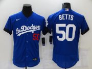 Wholesale Cheap Men's Los Angeles Dodgers #50 Mookie Betts Blue 2021 City Connect Flex Base Stitched Jersey