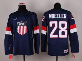 Wholesale Cheap 2014 Olympic Team USA #28 Blake Wheeler Navy Blue Stitched NHL Jersey