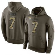 Wholesale Cheap NFL Men's Nike Jacksonville Jaguars #7 Nick Foles Stitched Green Olive Salute To Service KO Performance Hoodie