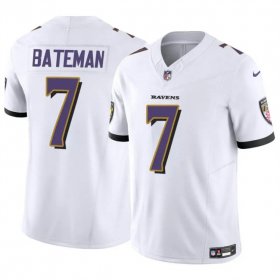 Cheap Men\'s Baltimore Ravens #7 Rashod Bateman White 2023 F.U.S.E Vapor Limited Football Jersey