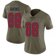 Wholesale Cheap Nike Texans #88 Jordan Akins Olive Women's Stitched NFL Limited 2017 Salute To Service Jersey