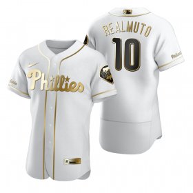 Wholesale Cheap Philadelphia Phillies #10 JT Realmuto White Nike Men\'s Authentic Golden Edition MLB Jersey