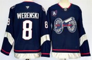 Cheap Men's Columbus Blue Jackets #8 Zach Werenski Navy 2024-25 With A Patch Stitched Hockey Jersey