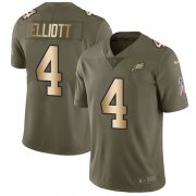 Wholesale Cheap Nike Eagles #4 Jake Elliott Olive/Gold Men's Stitched NFL Limited 2017 Salute To Service Jersey