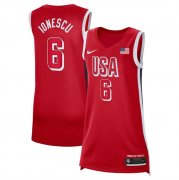 Cheap Women's USA Basketball #6 Sabrina Ionescu Red 2024 Swingman Stitched Jersey