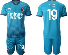 Wholesale Cheap Men 2020-2021 club AC milan away 19 blue Soccer Jerseys