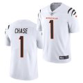 Cheap Men Cincinnati Bengals #1 Ja'Marr Chase White Vapor Untouchable Limited Stitched Jersey