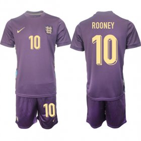 Men\'s England #10 Wayne Rooney 2024-25 Purple Away Soccer Jersey Suit