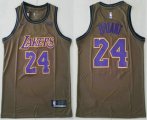 Wholesale Cheap Men's Los Angeles Lakers #24 Kobe Bryant Olive Stitched Nike Swingman Jersey With The Sponsor Logo