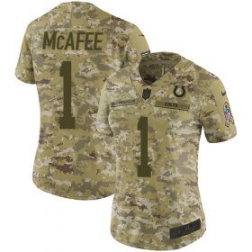 Wholesale Cheap Nike Colts #1 Pat McAfee Camo Women\'s Stitched NFL Limited 2018 Salute to Service Jersey