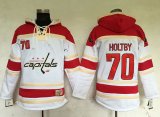 Wholesale Cheap Capitals #70 Braden Holtby White Sawyer Hooded Sweatshirt Stitched NHL Jersey