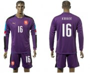 Wholesale Cheap Czech #16 Koubek Purple Goalkeeper Long Sleeves Soccer Country Jersey