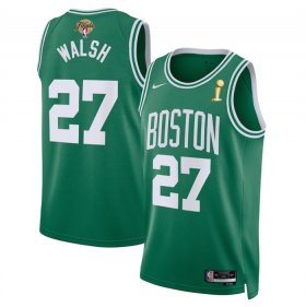 Wholesale Cheap Men\'s Boston Celtics #27 Jordan Walsh Kelly Green 2024 Finals Champions Icon Edition Stitched Basketball Jersey