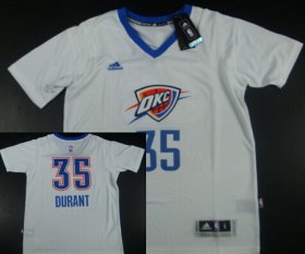 Wholesale Cheap Oklahoma City Thunder #35 Kevin Durant Revolution 30 Swingman 2014 New White Short-Sleeved Jersey