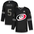 Wholesale Cheap Adidas Hurricanes #5 Noah Hanifin Black Authentic Classic Stitched NHL Jersey