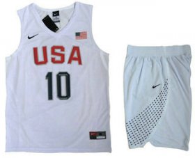 Wholesale Cheap 2016 Olympics Team USA Men\'s #10 Kyrie Irving Revolution 30 Swingman White Jersey Shorts