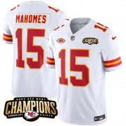 Cheap Men's Kansas City Chiefs #15 Patrick Mahomes White 2023 F.U.S.E. AFC West Champions With NKH Patch Vapor Untouchable Limited Football Stitched Jersey