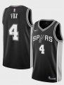 Cheap Men's San Antonio Spurs #4 De'Aaron Fox Black 2024-25 Icon Edition Stitched Basketball Jersey