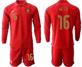 Wholesale Cheap Men 2021 European Cup Portugal home red Long sleeve 16 Soccer Jersey