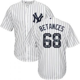 Wholesale Cheap Yankees #68 Dellin Betances White Strip Team Logo Fashion Stitched MLB Jersey