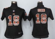 Wholesale Cheap Nike Bengals #18 A.J. Green Black Team Color Women's Stitched NFL Elite Strobe Jersey