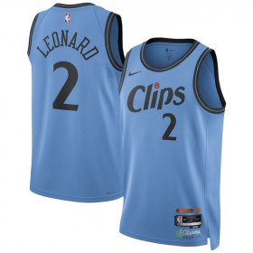 Cheap Men\'s Los Angeles Clippers #2 Kawhi Leonard Light Blue 2024-25 CityEdition Stitched Jersey