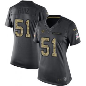 Wholesale Cheap Nike Saints #51 Cesar Ruiz Black Women\'s Stitched NFL Limited 2016 Salute to Service Jersey