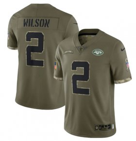 Wholesale Cheap Men\'s New York Jets #2 Zach Wilson 2022 Olive Salute To Service Limited Stitched Jersey