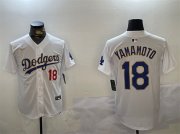 Cheap Men's Los Angeles Dodgers #18 Yoshinobu Yamamoto White Gold Home Limited Stitched Baseball Jerseys