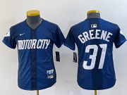 Cheap Youth Detroit Tigers #31 Riley Greene 2024 Navy City Connect Cool Base Limited Stitched Jersey