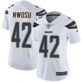 Wholesale Cheap Nike Chargers #42 Uchenna Nwosu White Women\'s Stitched NFL Vapor Untouchable Limited Jersey