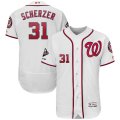 Wholesale Cheap Washington Nationals #31 Max Scherzer Majestic 2019 World Series Champions Home Flex Base Bar Patch Player Jersey White