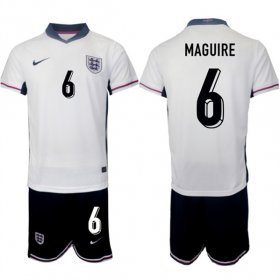 Men\'s England #6 Harry Maguire 2024-25 White Home Soccer Jersey Suit