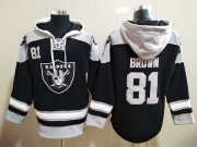 Wholesale Cheap Men's Las Vegas Raiders #81 Antonio Brown NEW Black Pocket Stitched NFL Pullover Hoodie