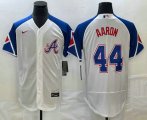 Wholesale Cheap Men's Atlanta Braves #44 Hank Aaron White 2023 City Connect Flex Base Stitched Jersey