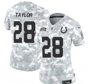 Cheap Women's Indianapolis Colts #28 Jonathan Taylor 2024 F.U.S.E Arctic Camo Salute To Service Limited Stitched Jersey(Run Small)