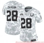 Cheap Women's Indianapolis Colts #28 Jonathan Taylor 2024 F.U.S.E Arctic Camo Salute To Service Limited Stitched Jersey(Run Small)