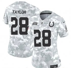 Cheap Women\'s Indianapolis Colts #28 Jonathan Taylor 2024 F.U.S.E Arctic Camo Salute To Service Limited Stitched Jersey(Run Small)