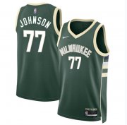 Cheap Men's Milwaukee Bucks #77 AJ Johnson Green 2024 Draft Icon Edition Stitched Basketball Jersey