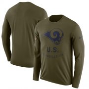 Wholesale Cheap Men's Los Angeles Rams Nike Olive Salute to Service Sideline Legend Performance Long Sleeve T-Shirt