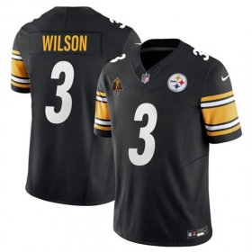 Cheap Men\'s Pittsburgh Steelers #3 Russell Wilson Black F.U.S.E. With Walter Payton Patch Vapor Untouchable Limited Football Stitched Jersey