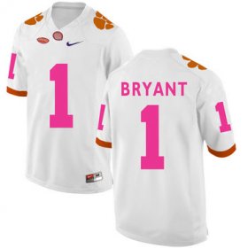 Wholesale Cheap Clemson Tigers 1 Kelly Bryant White Breast Cancer Awareness College Football Jersey