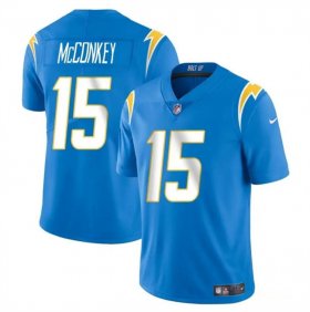 Cheap Men\'s Los Angeles Chargers #15 Ladd McConkey Light Blue 2024 Draft Vapor Limited Football Stitched Jersey