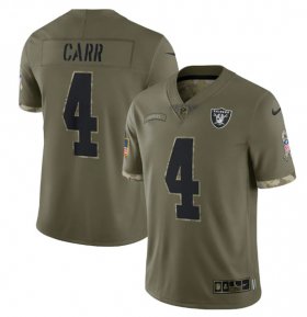 Wholesale Cheap Men\'s Las Vegas Raiders #4 Derek Carr 2022 Olive Salute To Service Limited Stitched Jersey