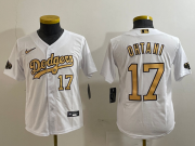 Cheap Youth Los Angeles Dodgers #17 Shohei Ohtani Number White 2022 All Star Stitched Flex Base Nike Jersey