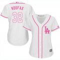 Wholesale Cheap Dodgers #32 Sandy Koufax White/Pink Fashion Women's Stitched MLB Jersey