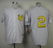 Wholesale Cheap Yankees #2 Derek Jeter White Fashion Gold w/Commemorative Retirement Patch Stitched MLB Jersey