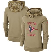 Wholesale Cheap Women's Houston Texans Nike Khaki 2019 Salute to Service Therma Pullover Hoodie