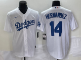 Wholesale Cheap Men's Los Angeles Dodgers #14 Enrique Hernandez White Stitched Cool Base Nike Jersey